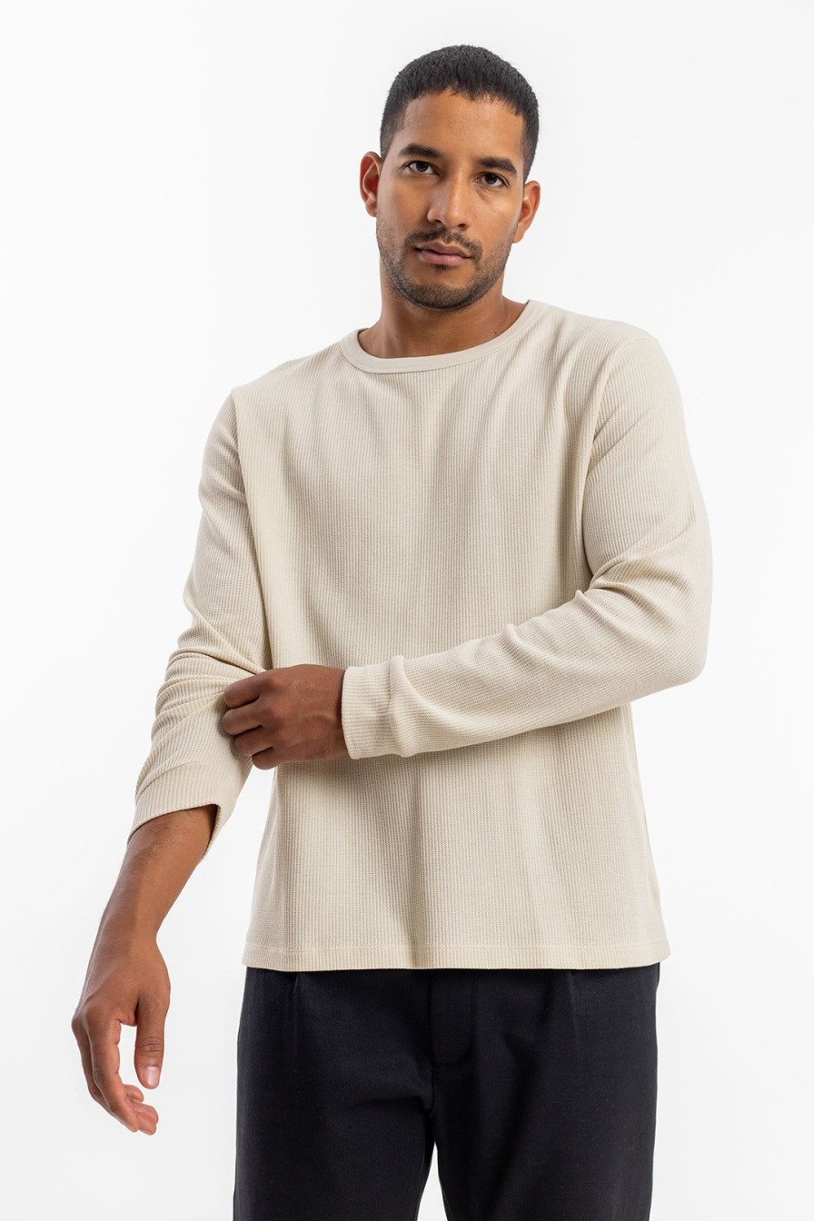 Wholesale Rotholz Waffel Longsleeve Bio Baumwolle - Creme