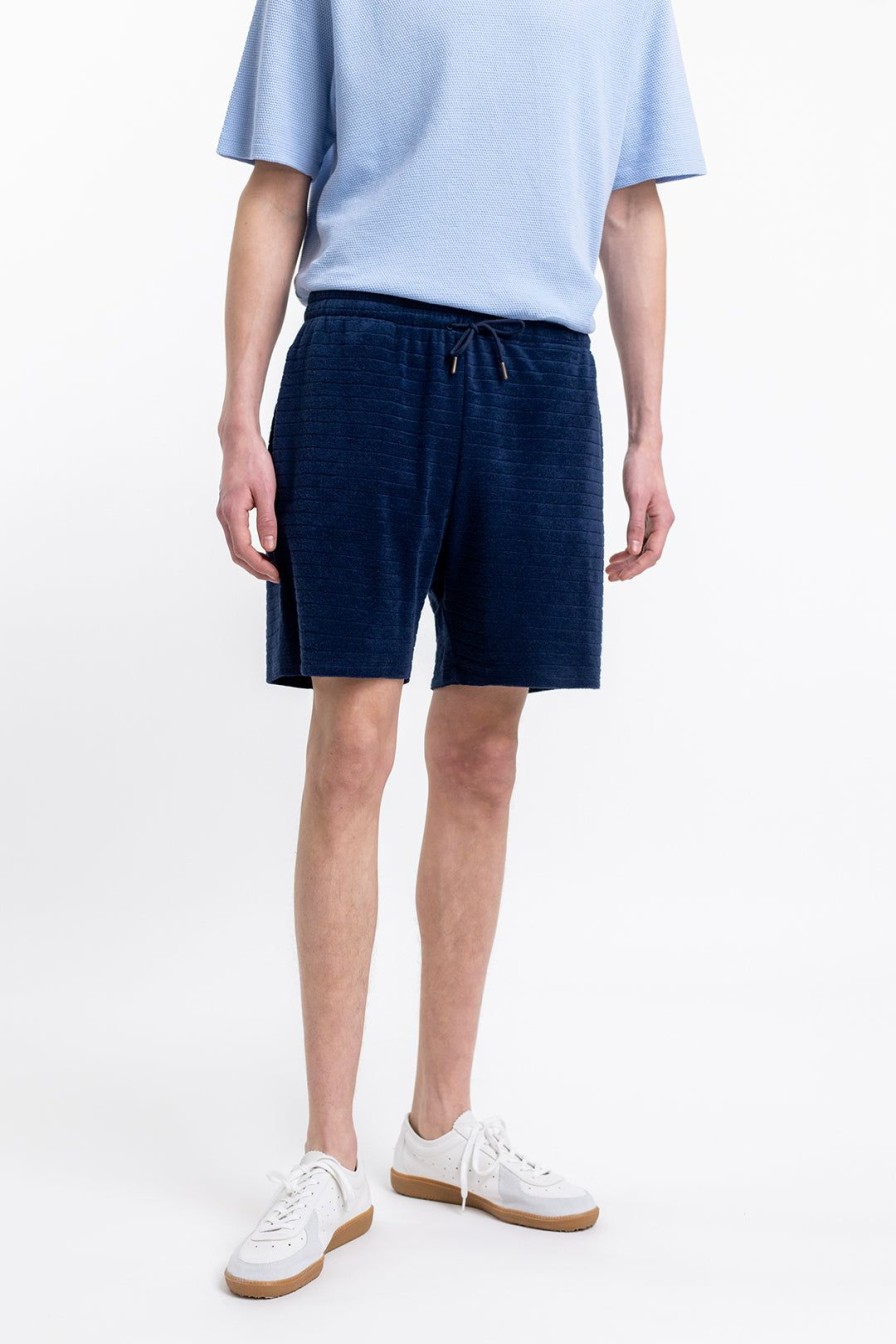 Online Rotholz Frottee Shorts Aus Bio-Baumwolle Blau