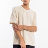 Clearance Rotholz Geripptes T-Shirt Bio Baumwolle - Creme