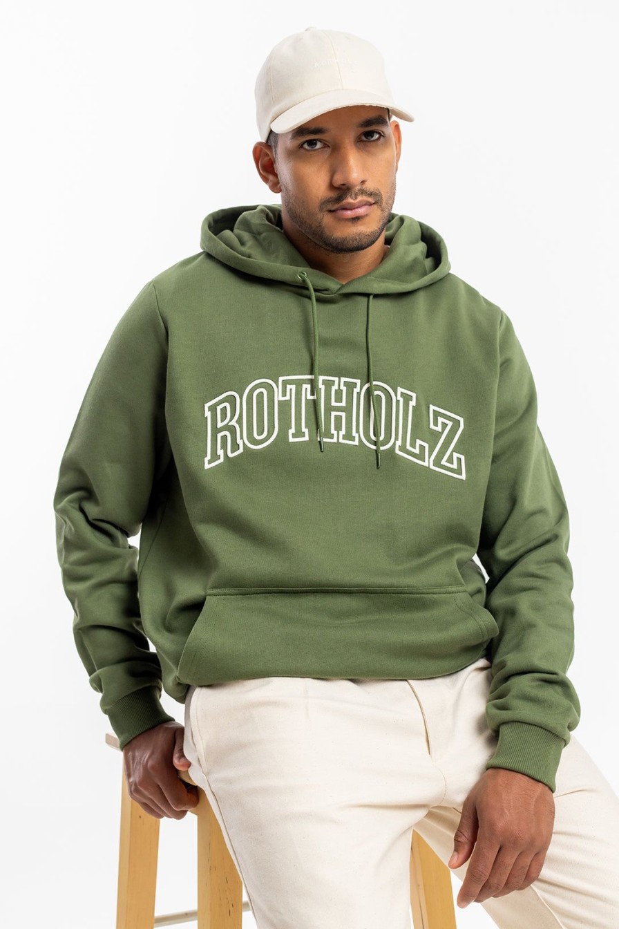 Best Rotholz Varsity Logo Hoodie Bio Baumwolle - Grun