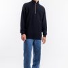 New Rotholz Half Zip Sweatshirt Bio Baumwolle - Schwarz