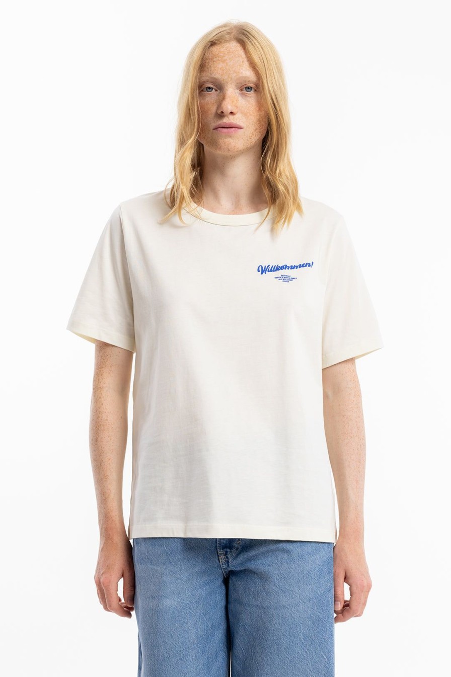 Best Rotholz Willkommen Print T-Shirt Bio Baumwolle - Off-White