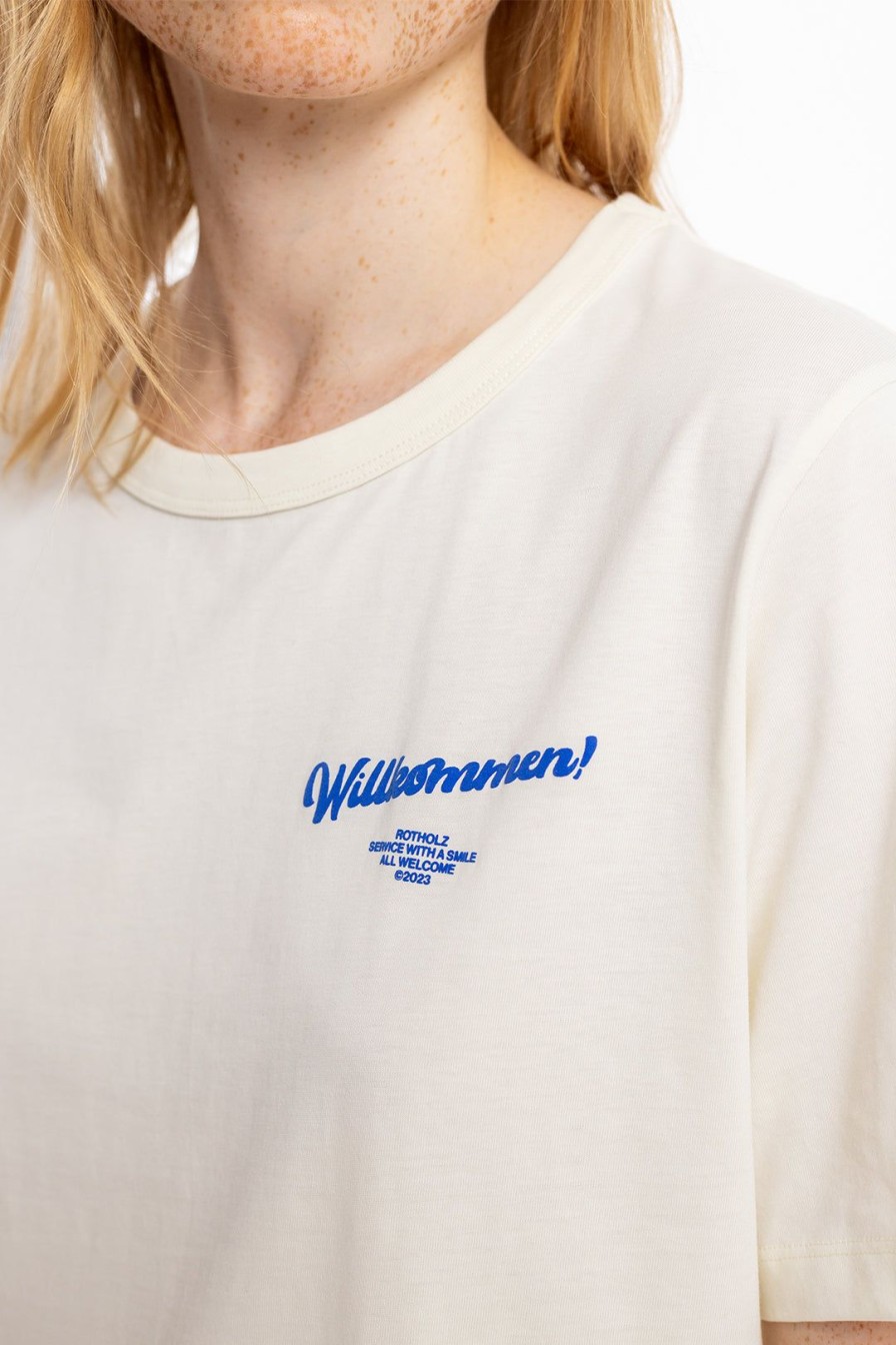 Best Rotholz Willkommen Print T-Shirt Bio Baumwolle - Off-White