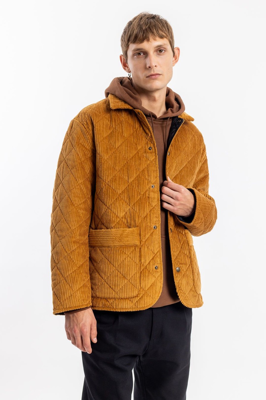 Clearance Rotholz Gesteppte Cord Jacke - Toffee