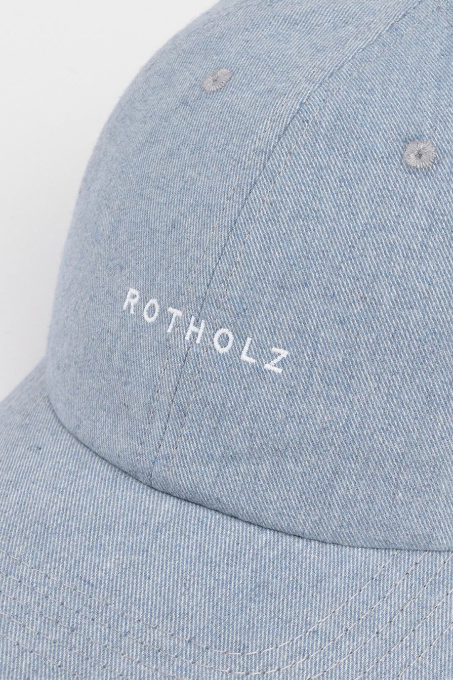 Wholesale Rotholz Logo Dad Cap Bio Baumwolle - Denim Blau