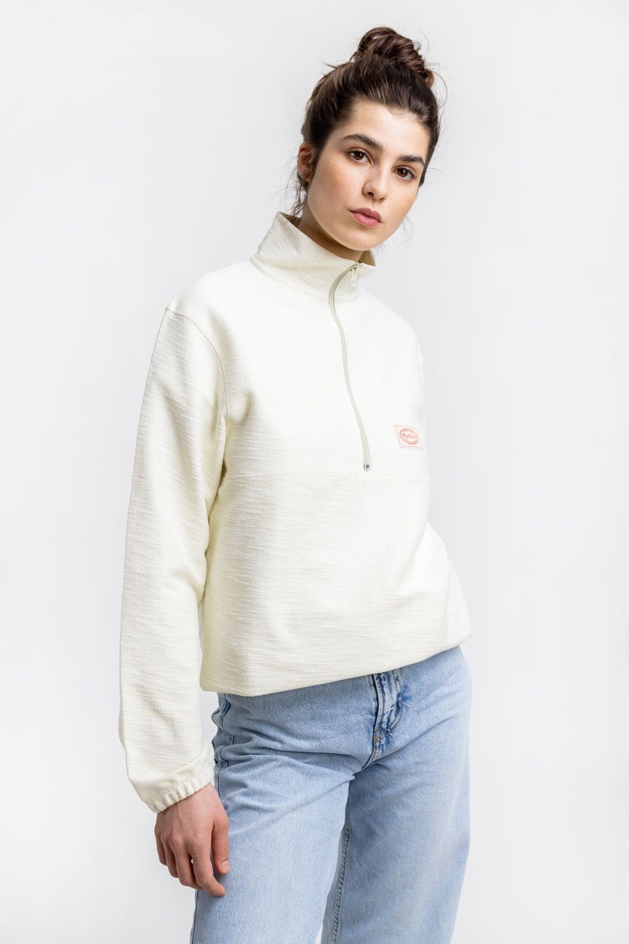 Clearance Rotholz Divided Half Zip Sweatshirt Off-White