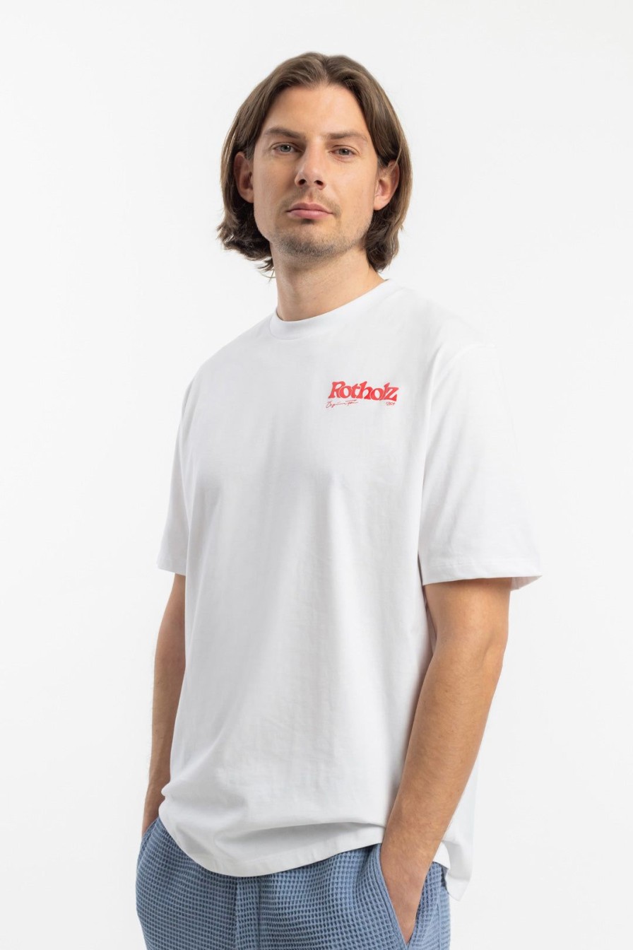 Online Rotholz Retro Logo T-Shirt Bio Baumwolle - Weis