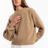 Online Rotholz Grober Strickpullover Wollmischung - Beige