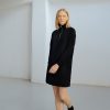 Hot Rotholz Half Zip Sweat Kleid Bio Baumwolle - Schwarz