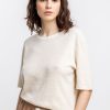 Wholesale Rotholz Gestreiftes T-Shirt Creme