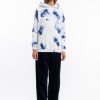 Hot Rotholz Batik Hoodie Bio Baumwolle - Blau/Off-White