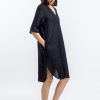 Hot Rotholz Leinen Kaftan Kleid Schwarz