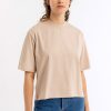 Online Rotholz Kurzes T-Shirt Aus Bio-Baumwolle Beige