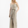 Hot Rotholz Jumpsuit Leinen Mix - Grau Gestreift