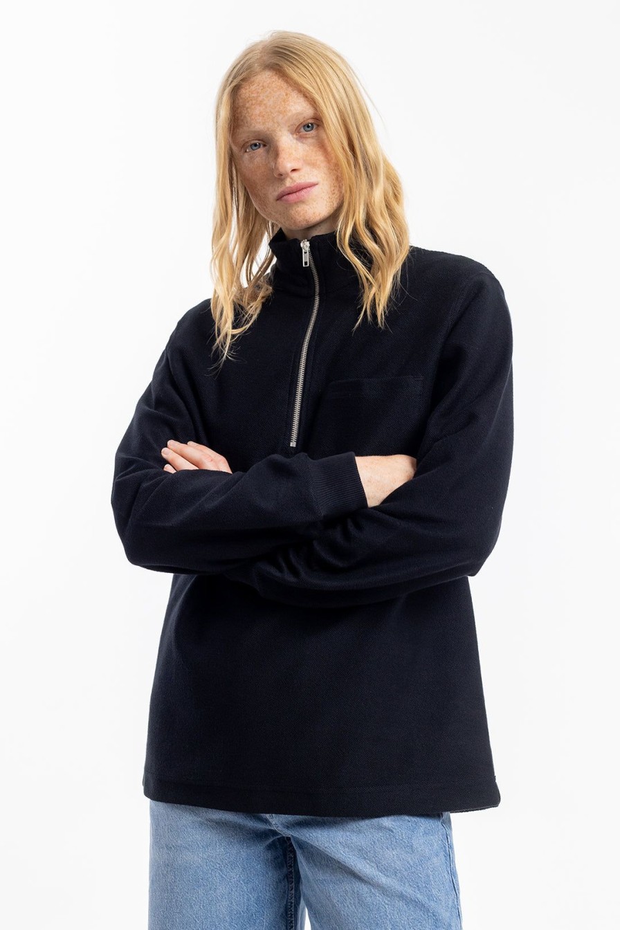 Wholesale Rotholz Half Zip Sweatshirt Bio Baumwolle - Schwarz