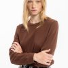 Clearance Rotholz Waffel Longsleeve Bio Baumwolle - Braun