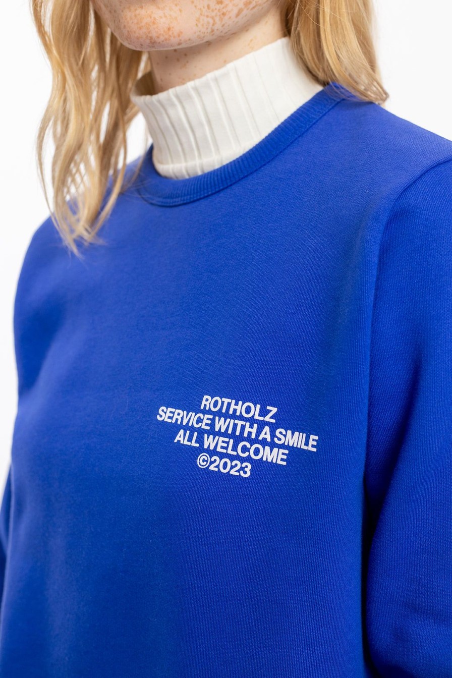 Wholesale Rotholz Willkommen Print Sweatshirt Bio Baumwolle - Kobalt